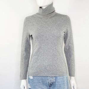 Classique Entier Gray Cashmere Turtleneck Sweater Size XS Long Sleeve Preppy